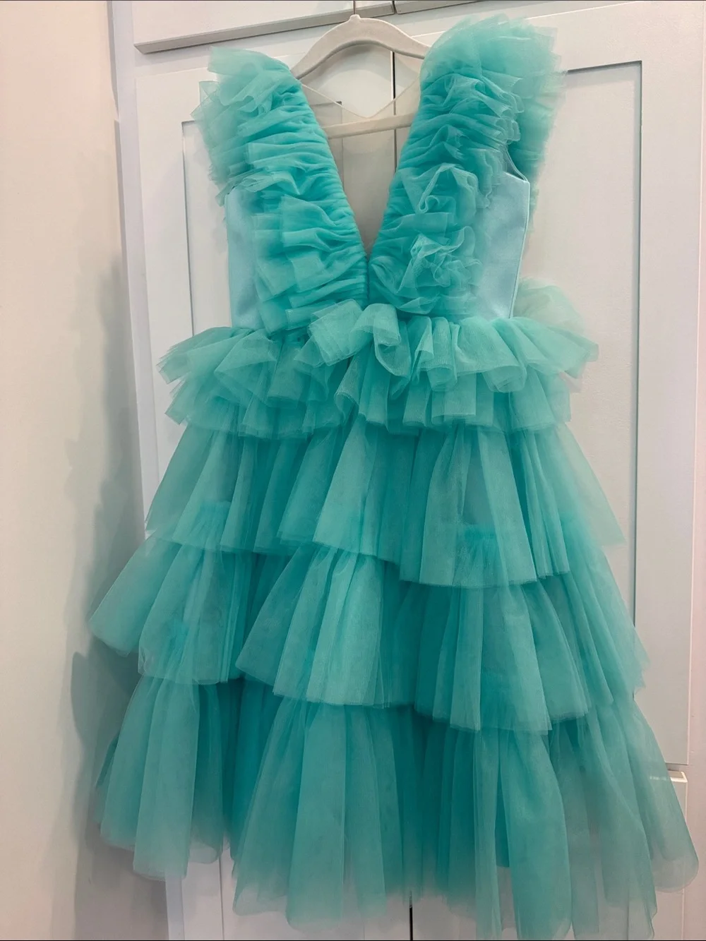 Girls Teal Layered Tulle Party Dress